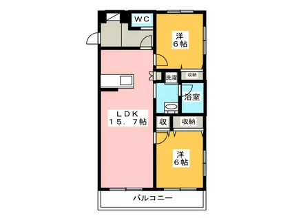 オラシオン新川(2LDK/1階)の間取り写真