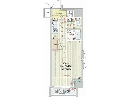 ビバリーホームズ田無II(1K/6階)の間取り写真