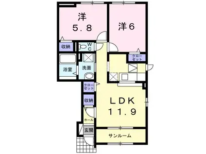 グレイスフル レジデンス(2LDK/1階)の間取り写真