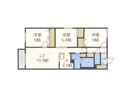 コローレ発寒南(3LDK/3階)の間取り写真