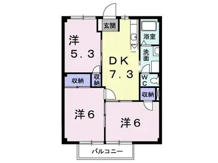 夢ハウスW(3DK/1階)の間取り写真