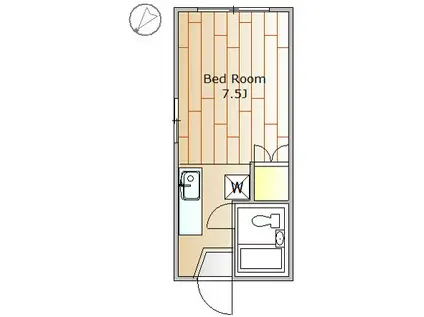 エヴァンス目黒(ワンルーム/1階)の間取り写真