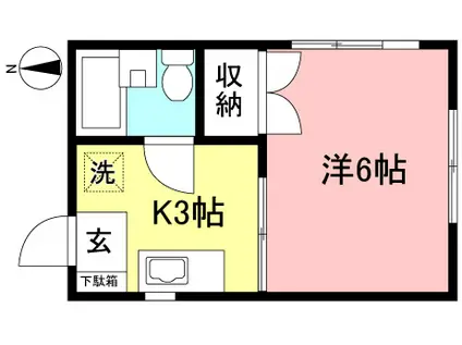 あせび東館(1K/1階)の間取り写真