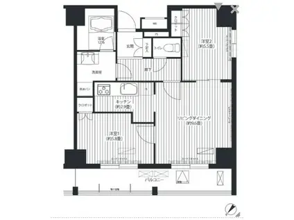 コスモグラン勝どき(2LDK/5階)の間取り写真