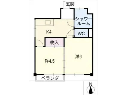 一光静里ビル(2K/3階)の間取り写真