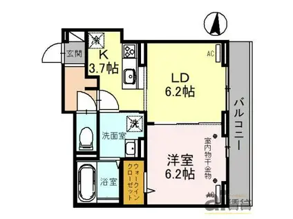 ウィングランデ(1LDK/2階)の間取り写真