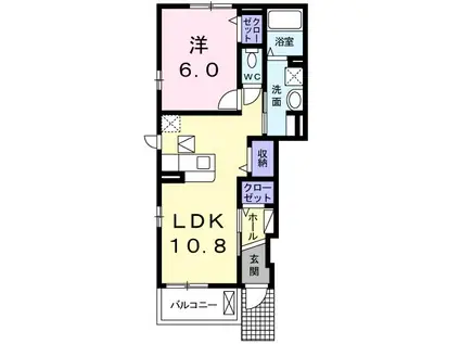 レーヴルフレ(1LDK/1階)の間取り写真