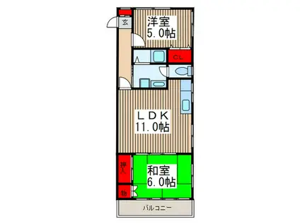 サンハイツ東大門(2LDK/3階)の間取り写真