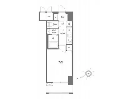 クレストタップ神戸湊町ノアール(1K/3階)の間取り写真
