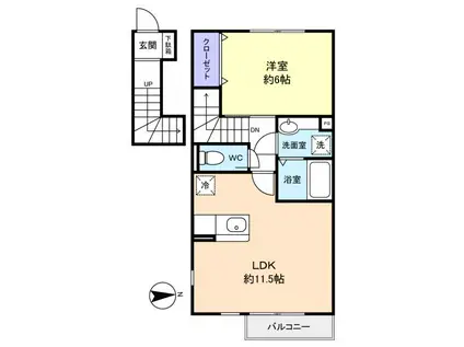 さくら館V(1LDK/2階)の間取り写真