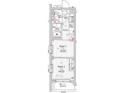 ガーラ・パークヒルズ町田(2K/1階)の間取り写真
