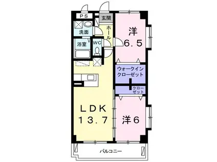 レジデンスIHAII(2LDK/1階)の間取り写真