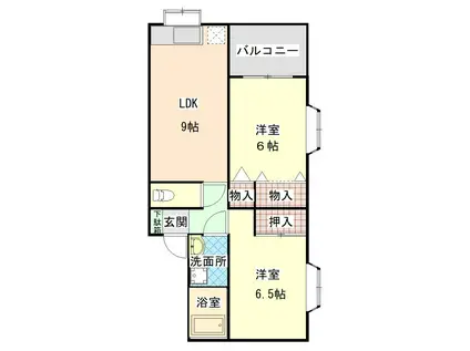 アートハイツC棟(2DK/2階)の間取り写真
