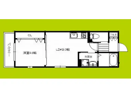 LA VIE BELLE 宝山町II(1LDK/1階)の間取り写真