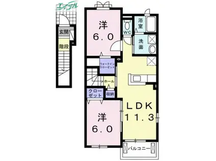フェリーチェ MK(2LDK/2階)の間取り写真