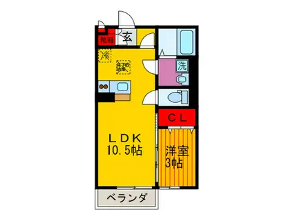レーベン・グロースA棟(1LDK/1階)の間取り写真