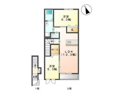 リジェール(2LDK/2階)の間取り写真