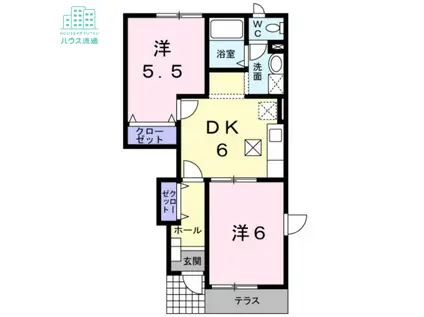 グリーンヒル三城C(2DK/1階)の間取り写真