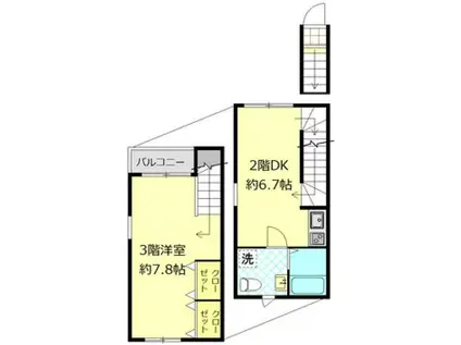 コンフォール駒込(1DK/2階)の間取り写真