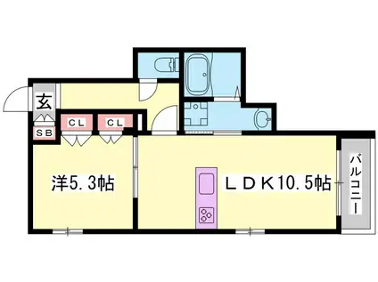 ヘーベルメゾン ヴェルヴェーヌ(1LDK/2階)の間取り写真