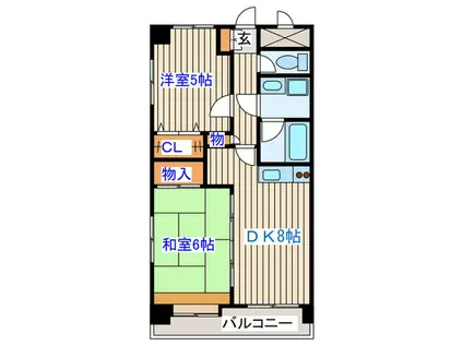 ヴィラ泉セントラル(2DK/5階)の間取り写真