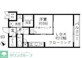 ファインクレスト入谷(1LDK/1階)の間取り写真