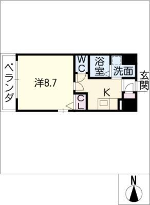 丹下キアーロ(1K/8階)の間取り写真