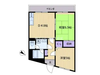 レジデンス小山ビル(2DK/2階)の間取り写真