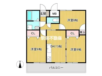 荻島第2ビル(3DK/2階)の間取り写真