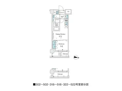 J.GRAN COURT 品川西大井ウエスト(1DK/3階)の間取り写真