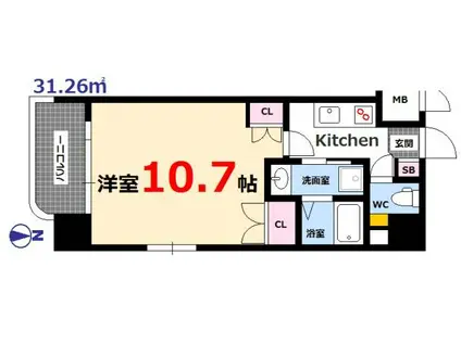 コスタ宇品(1K/3階)の間取り写真