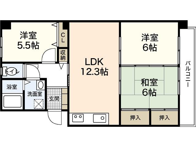 T-FLAT(3LDK/2階)の間取り写真