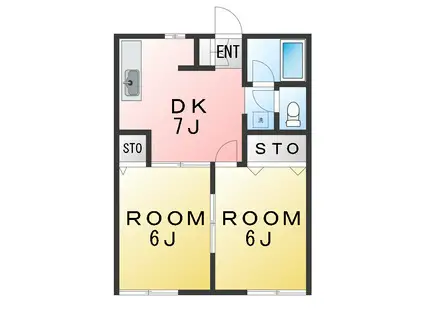 リディア港南(2DK/1階)の間取り写真