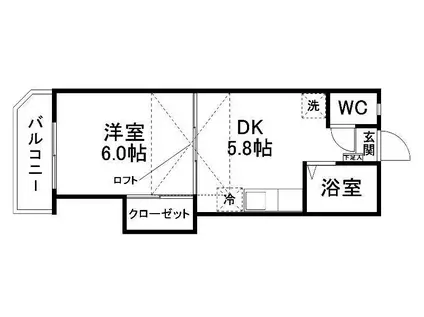 シャトンブラン福室(1DK/2階)の間取り写真