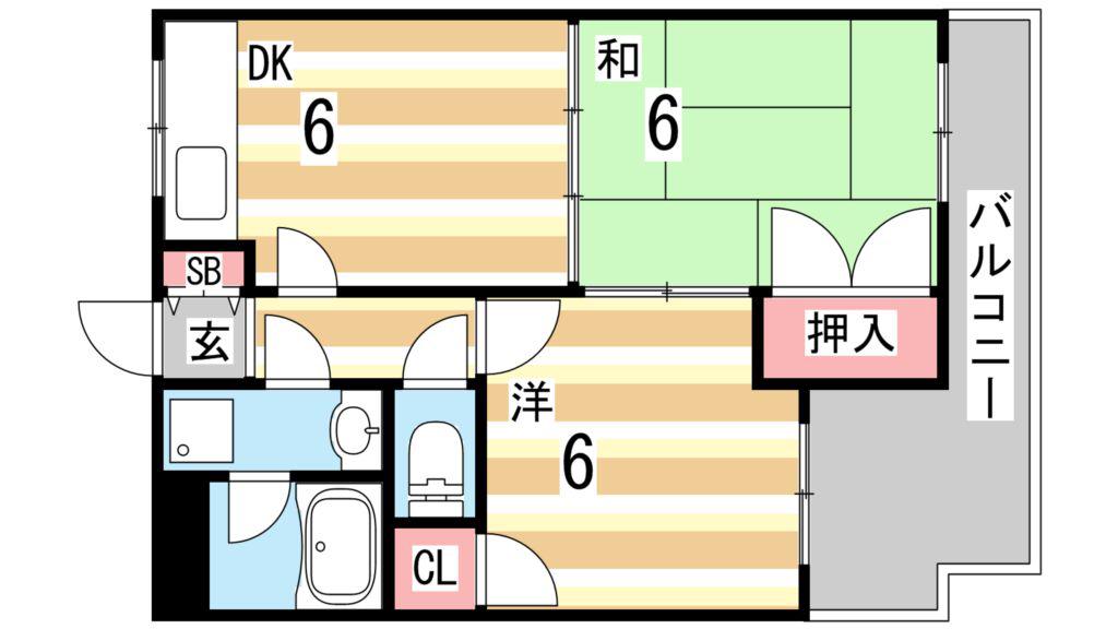 フローリアン住吉(2DK/2階)の間取り写真