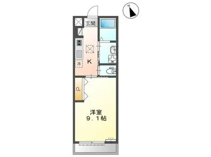 スュプレームN(1K/1階)の間取り写真