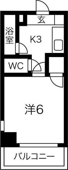 PURE WING白鳥(1K/3階)の間取り写真