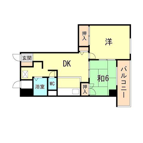 グリシーヌ静徳(2DK/3階)の間取り写真