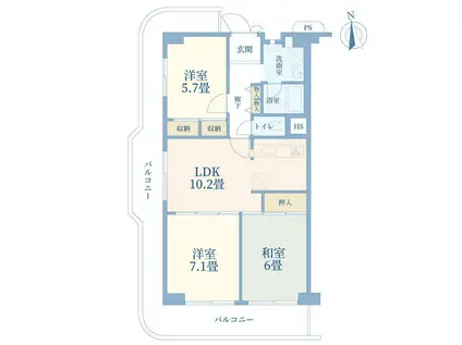 メイツ川口(3LDK/3階)の間取り写真