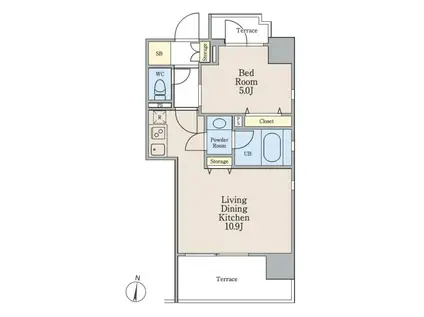 南麻布パークハイツ(1LDK/5階)の間取り写真