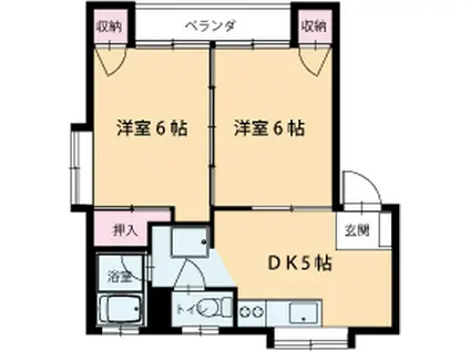 パラッツオ叶(2DK/2階)の間取り写真