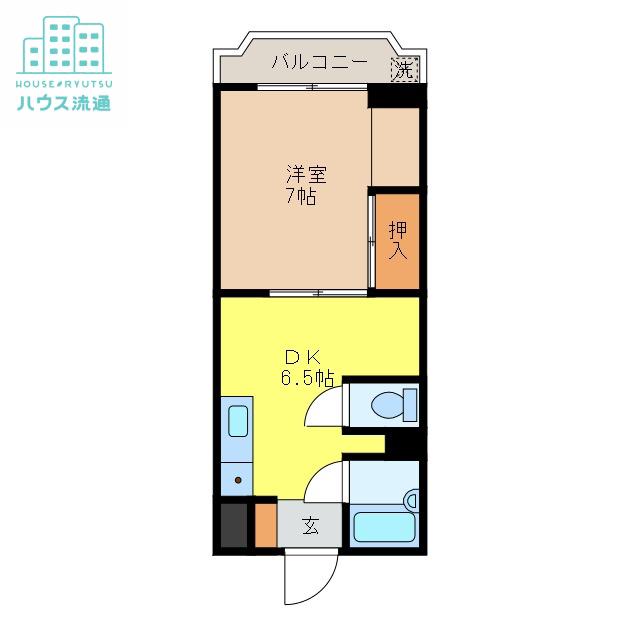 中尾ビル(1DK/4階)の間取り写真