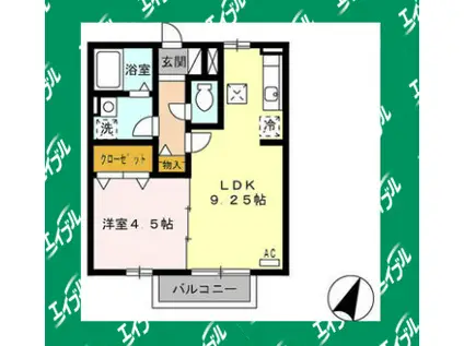 ユリシス(1LDK/1階)の間取り写真