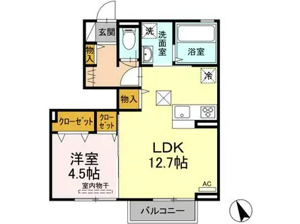 TAKA(1LDK/1階)の間取り写真