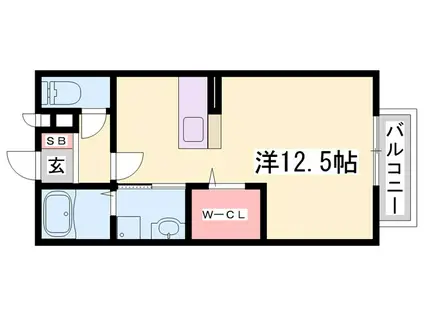セントラルグレイスA棟(ワンルーム/1階)の間取り写真