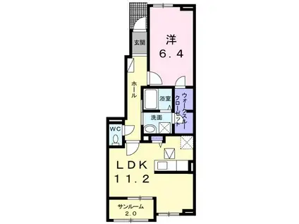 ハクモクレン C棟(1LDK/1階)の間取り写真