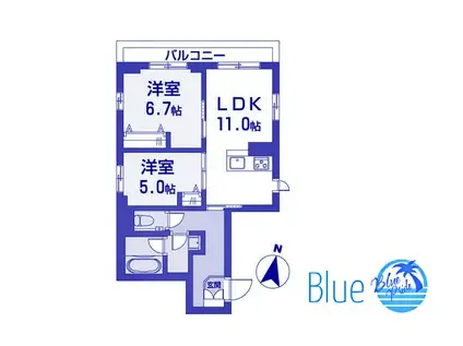 ラルク鎌倉(2LDK/2階)の間取り写真