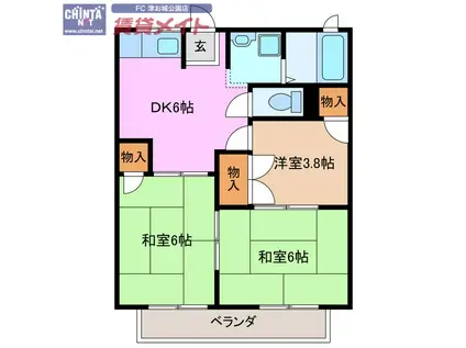 ロイヤルフジミズ(3DK/2階)の間取り写真