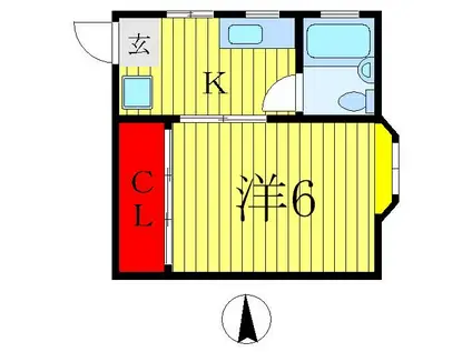 パレスレヴァン(1K/2階)の間取り写真