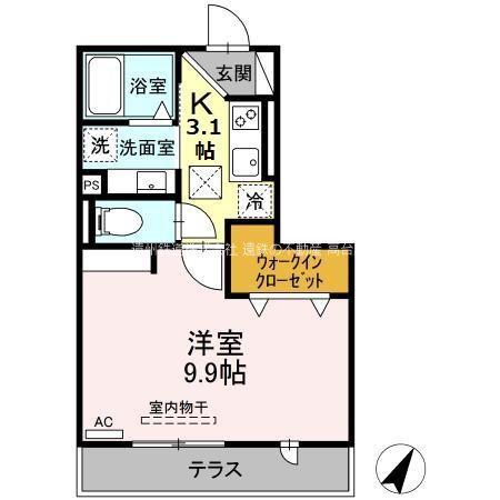 静岡県浜松市中央区 3階建 築3年(1K/1階)の間取り写真